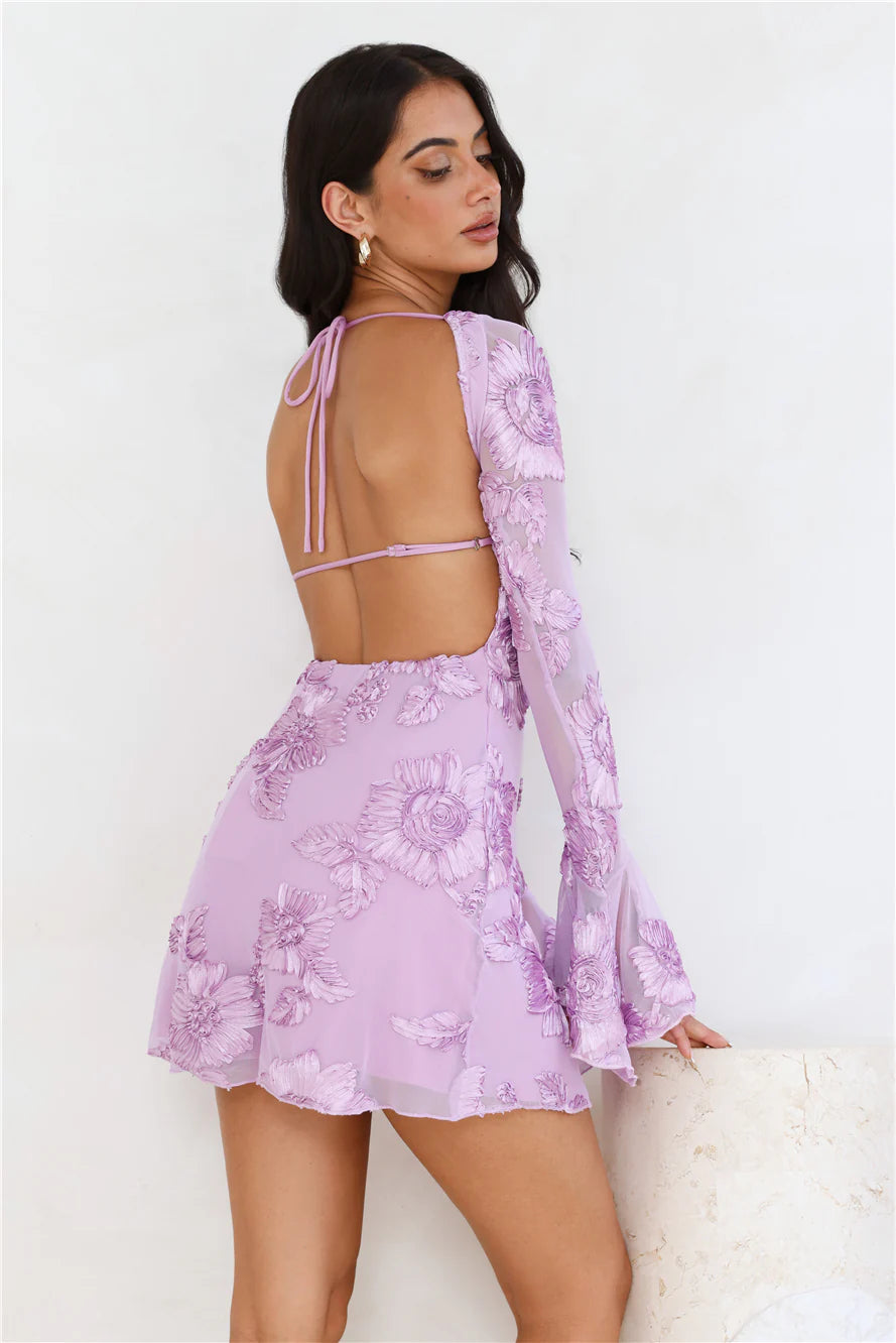 Backless Printed Mini Dress