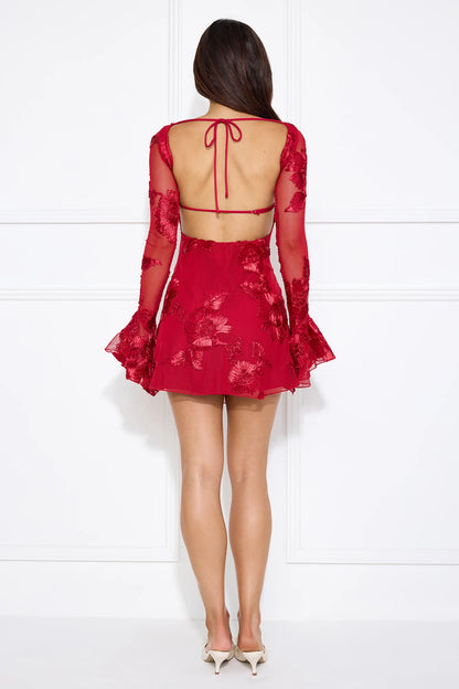 Backless Printed Mini Dress
