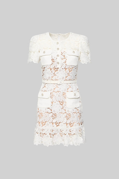 Short Sleeve Embroidered Floral Dress